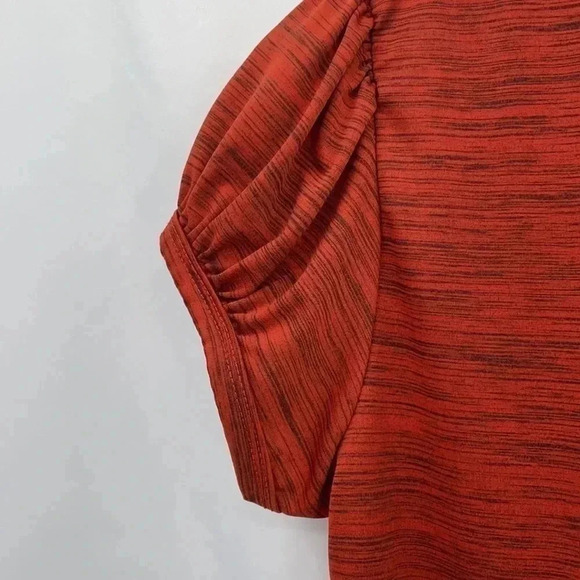 Heart Soul Short Sleeve Top Small Rust w/Black Ruffled V-neck - Picture 6 of 10